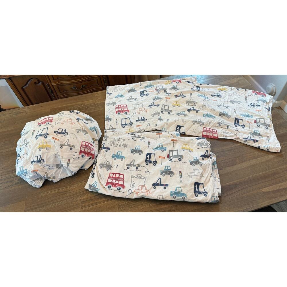 Pottery Barn Kids 'Things That Go' Queen Sheet Set Transportation
